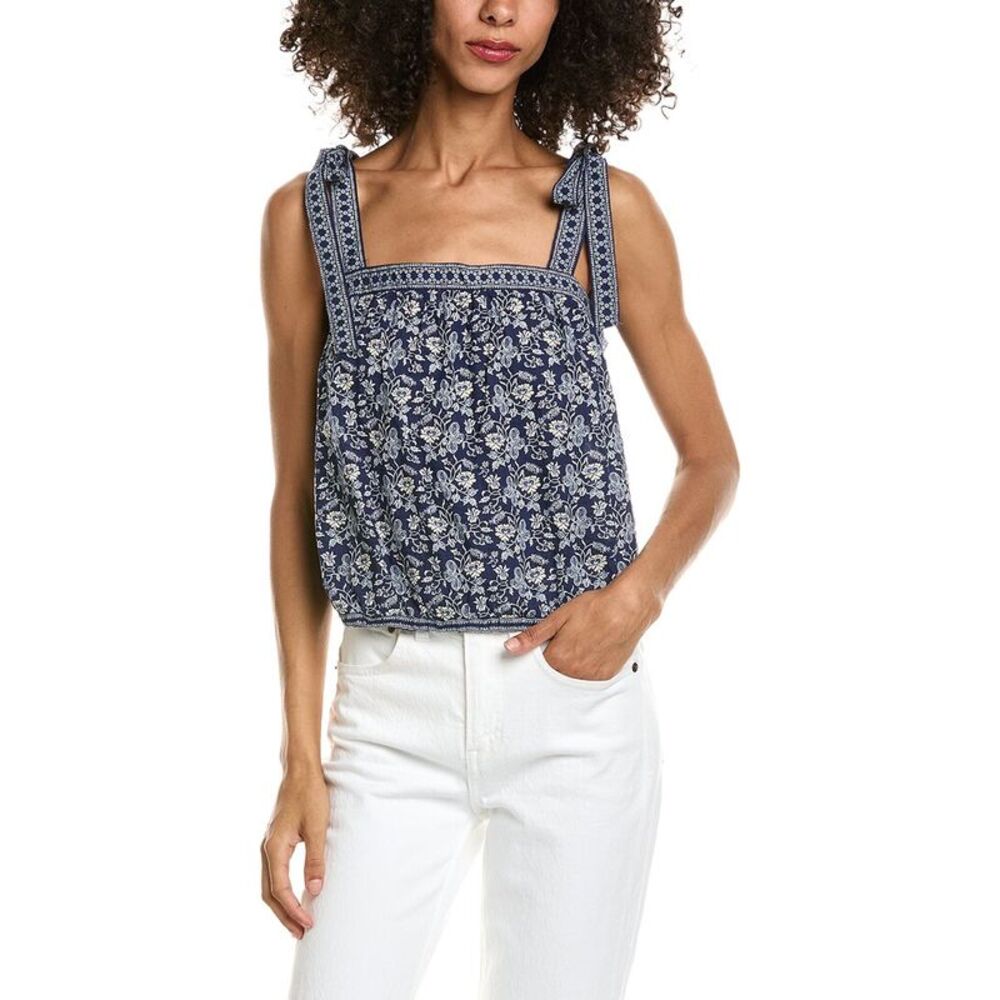 Max Studio Womens  Sleeveless Bubble Hem Top, Navy